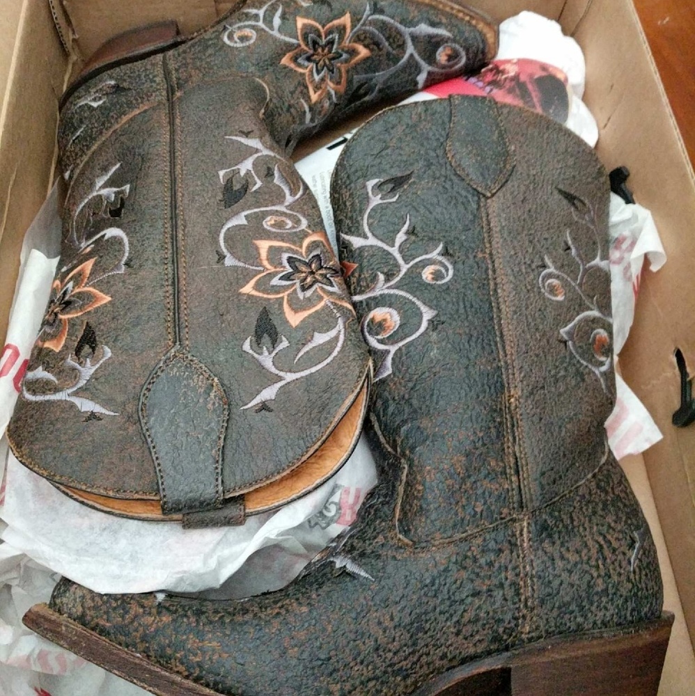 Rocky Coral/Baby Blue Designer Boots 8.5 Women